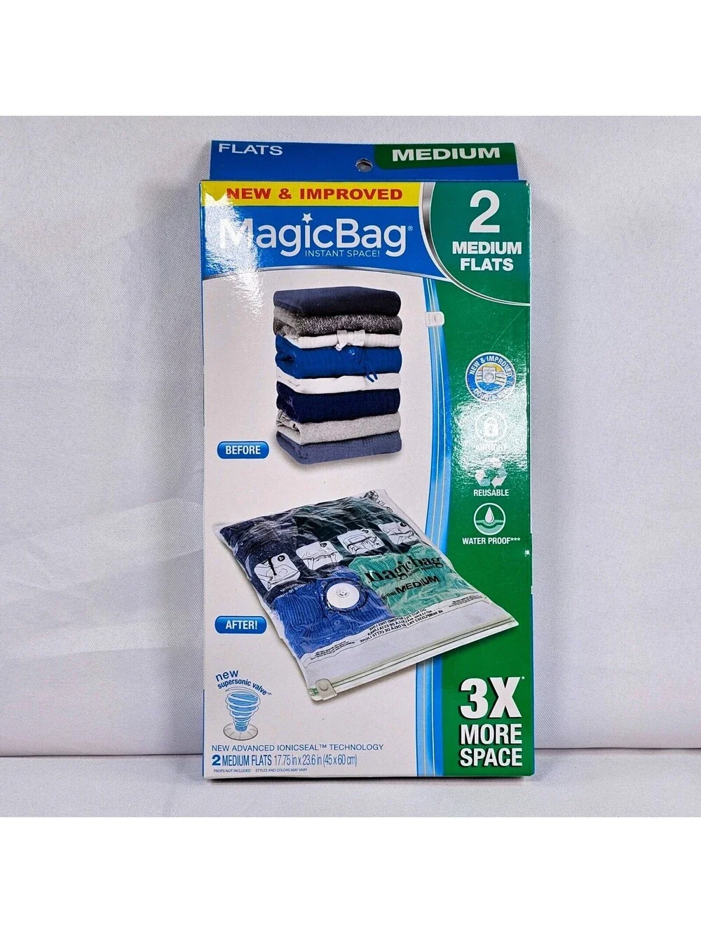 MagicBag 2 Pack Medium Flats Vacuum Storage Bags Airtight Space Saver New